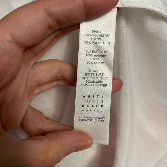 WHITE HOUSE BLACK MARKET COLD SHOULDER WATERCOLOR DRESS ECRU PEACH SZ 00 NWT - Picture 8 of 10